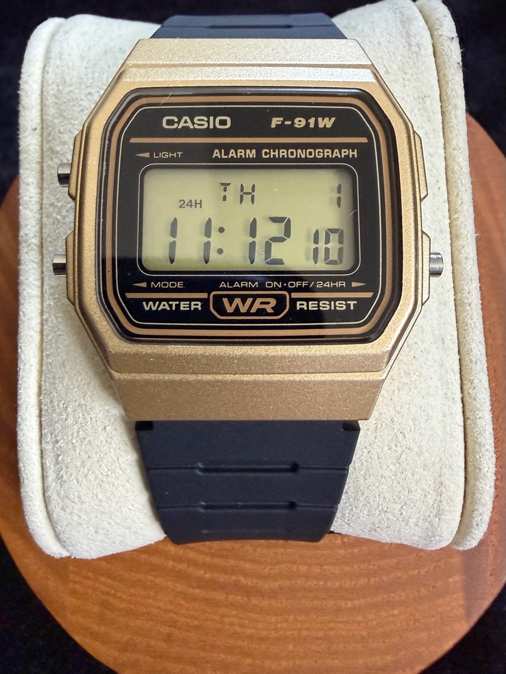 Casio F-91W Gold Tone Digital Watch with Black Resin Strap